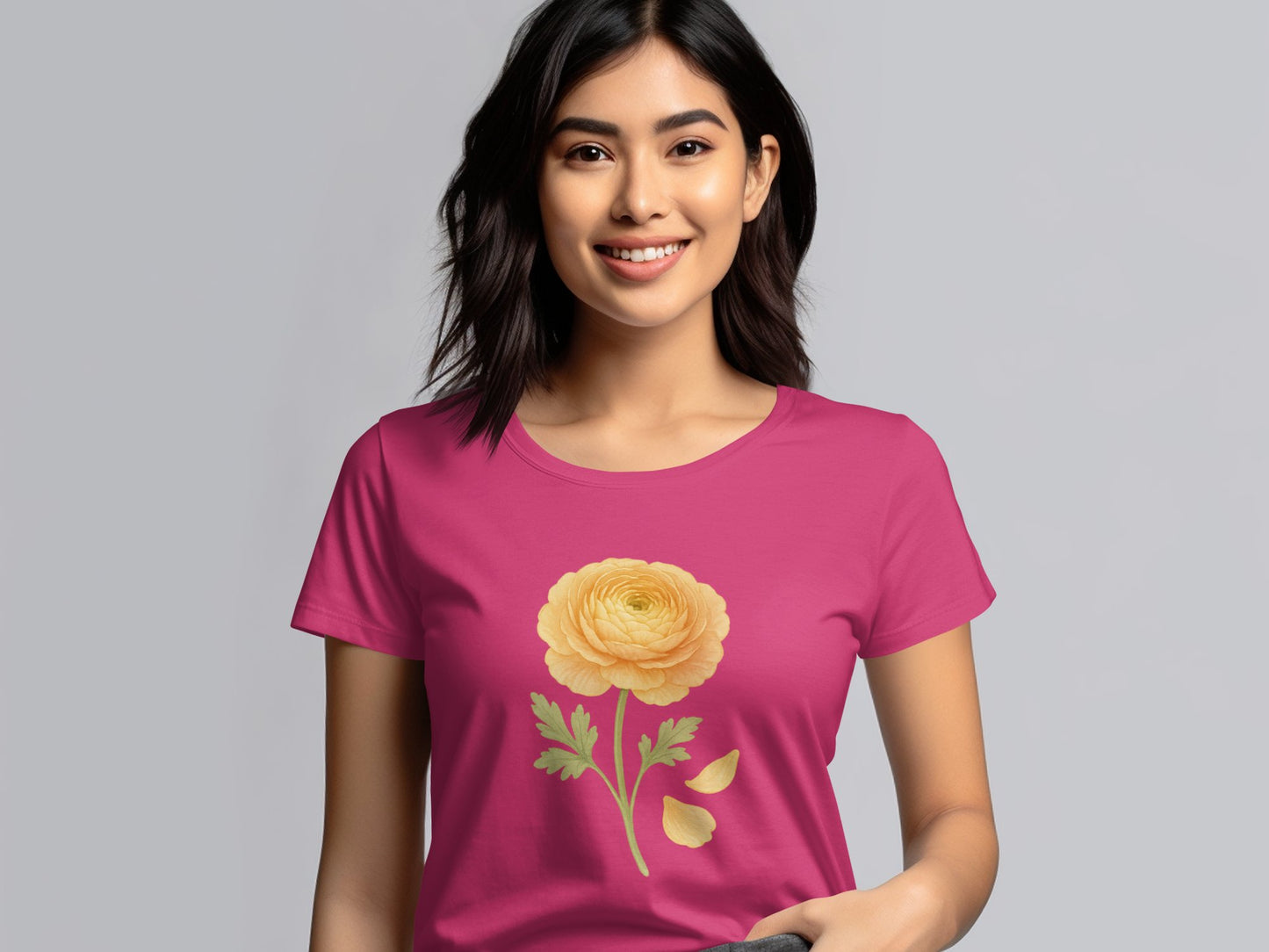 Graphic Pink Tee with Yellow Flower Illustration product type