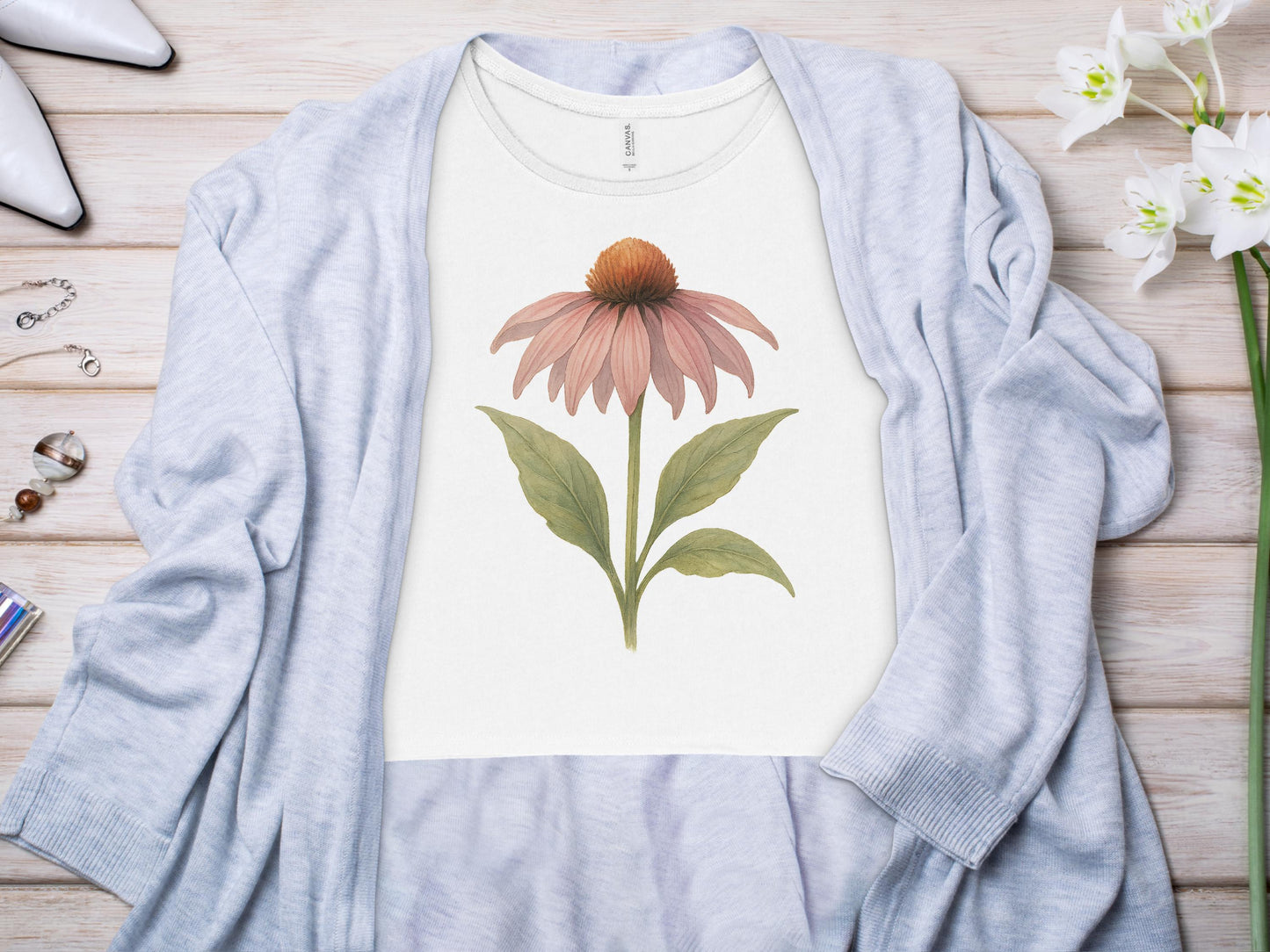 Vintage Pink Flower Graphic Design Tee product