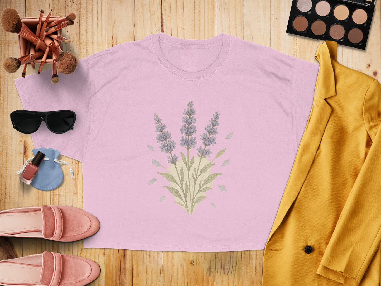 Stylish Lavender Print Pink Graphic T-Shirt Product