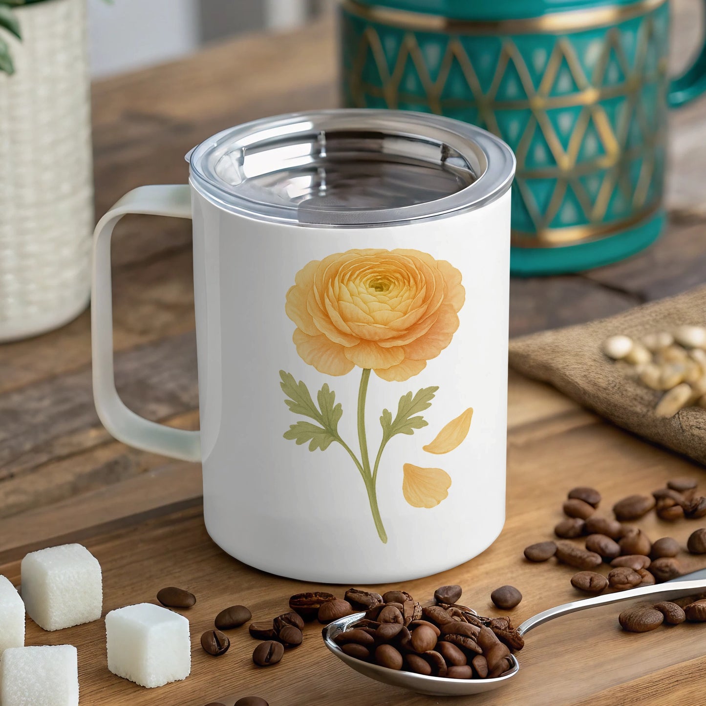 Beautiful Flower Design on White Coffee Mug product