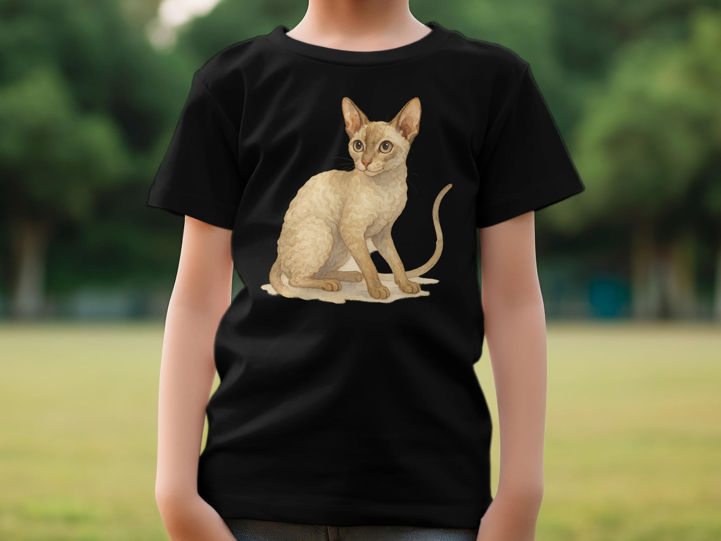 Adorable Cat with Curled Tail Design T-Shirt product