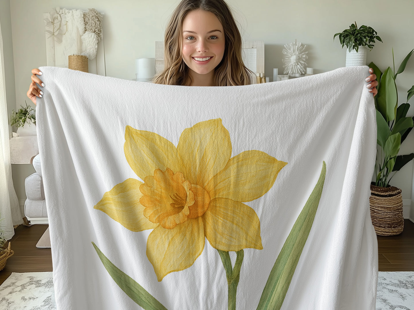 Bright Yellow Daffodil Print Blanket cozy product