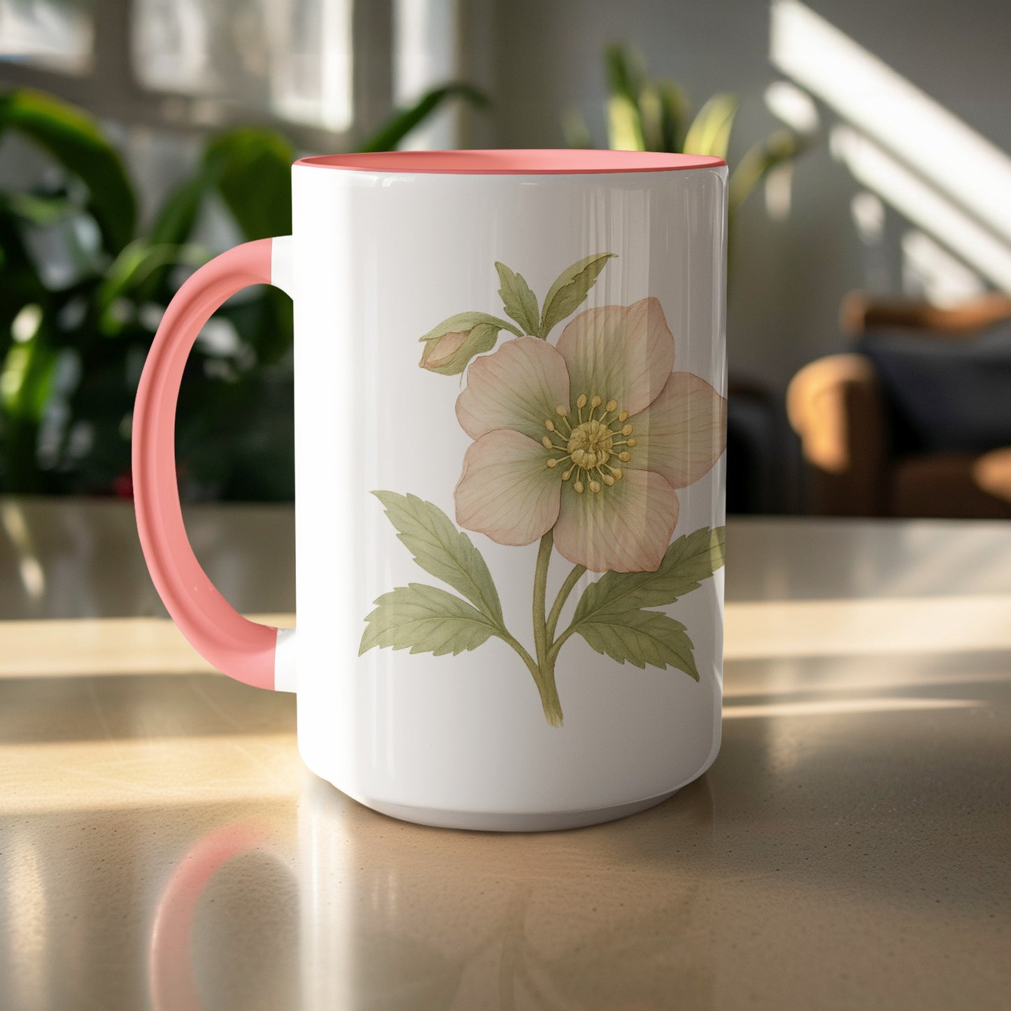 Elegant Pink Floral Design Ceramic Coffee Mug product