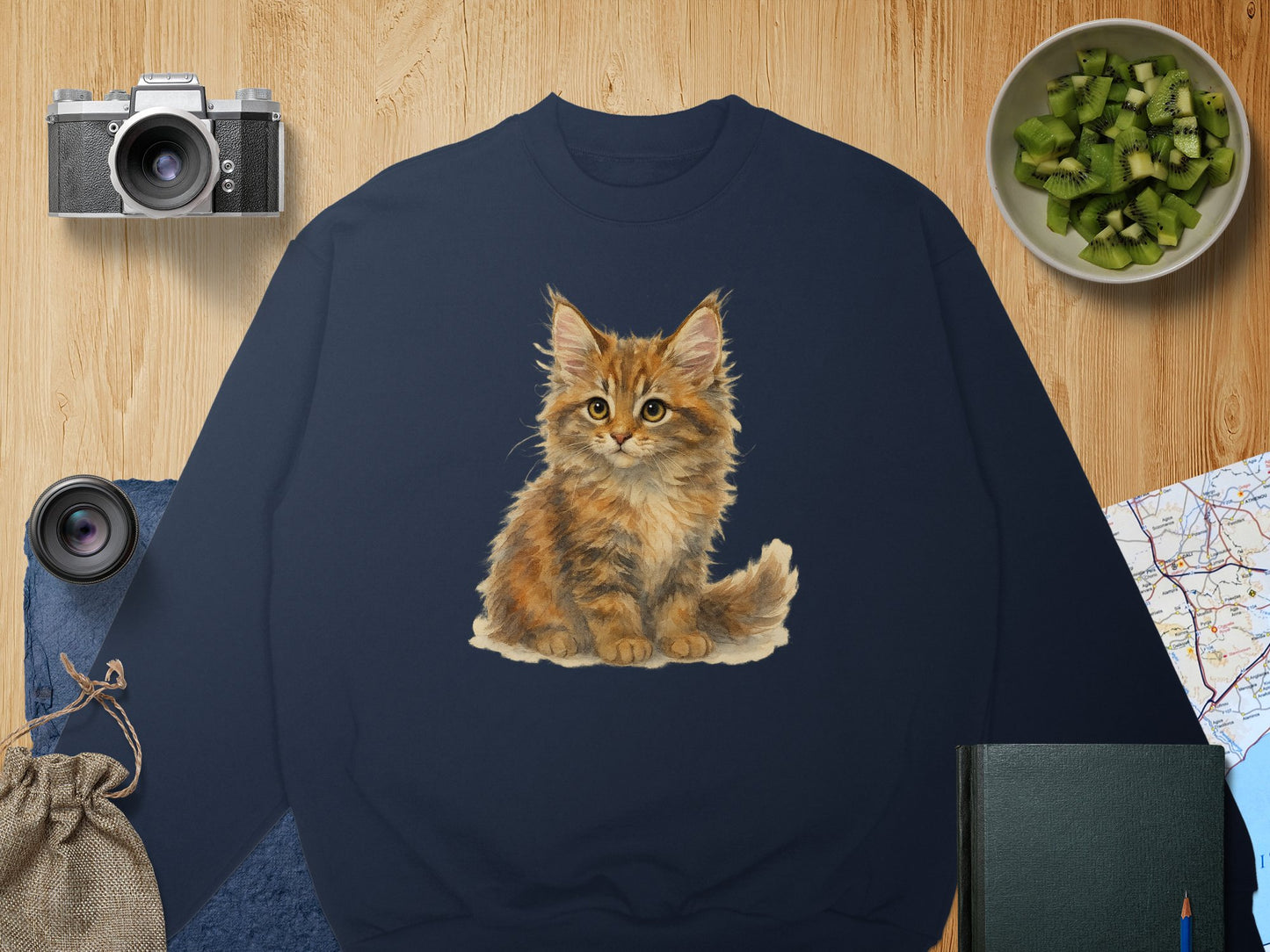Cute Kitten Print Design on Trendy Sweatshirt product