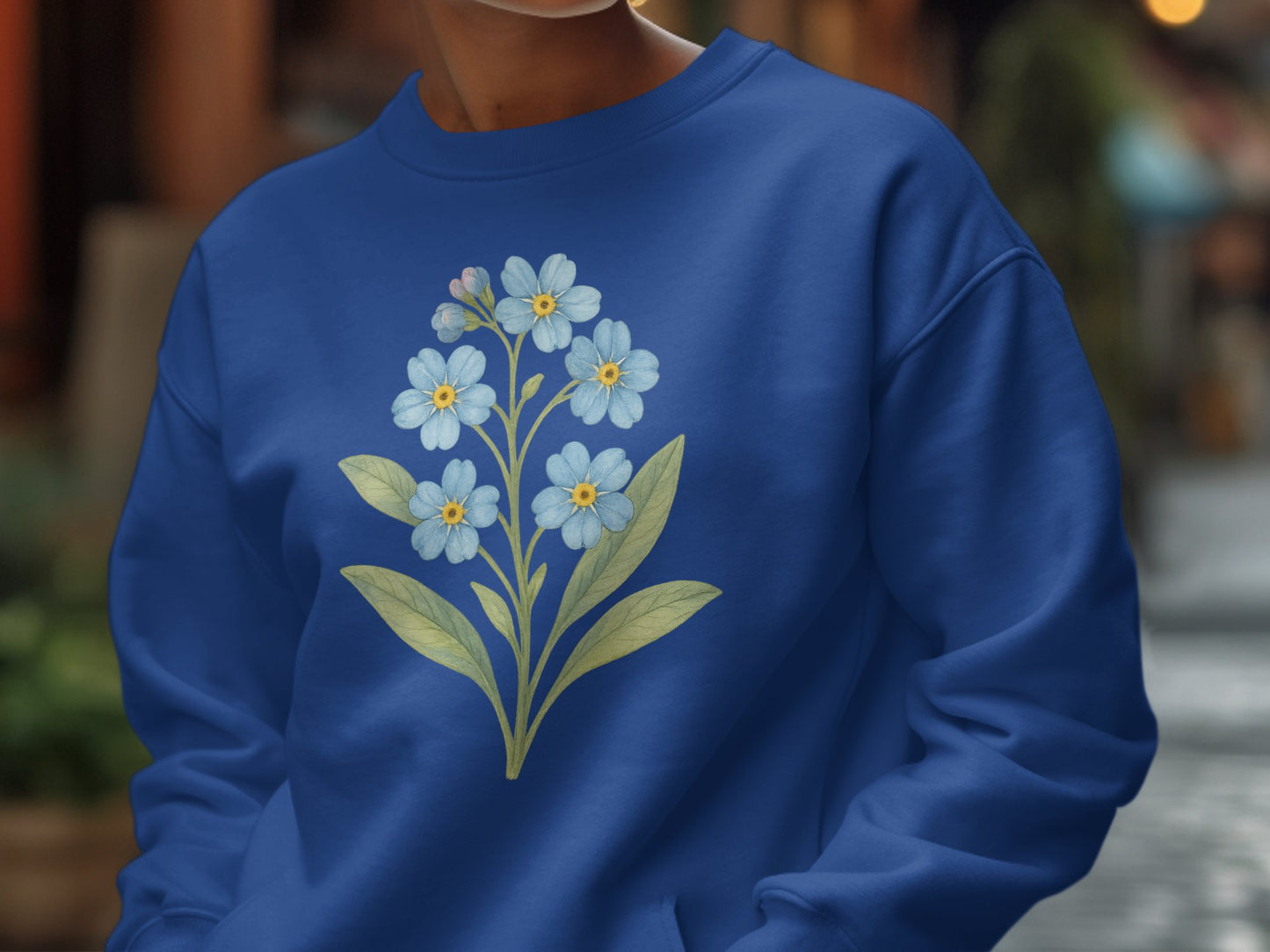 Blue Sweatshirt with Floral Print Product