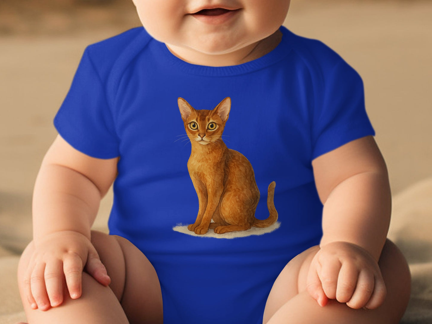 Cute Feline Print Blue Baby Onesie Adorable Infant product