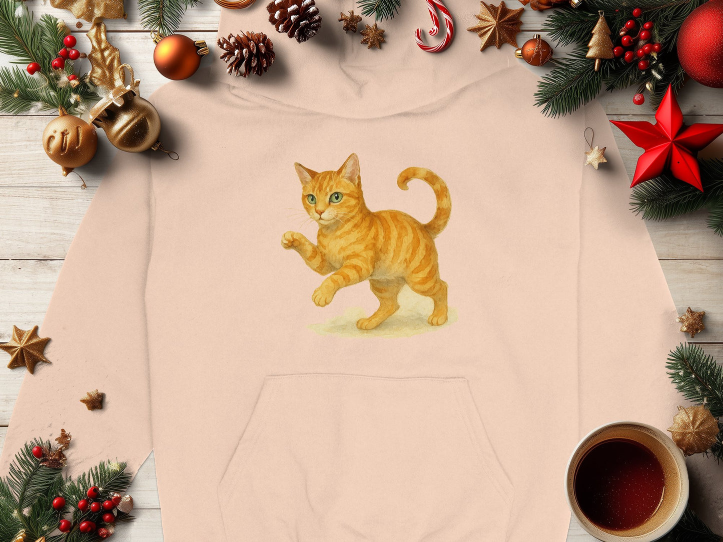 Cozy Festive Cat in Holiday Decor Hoodie product type