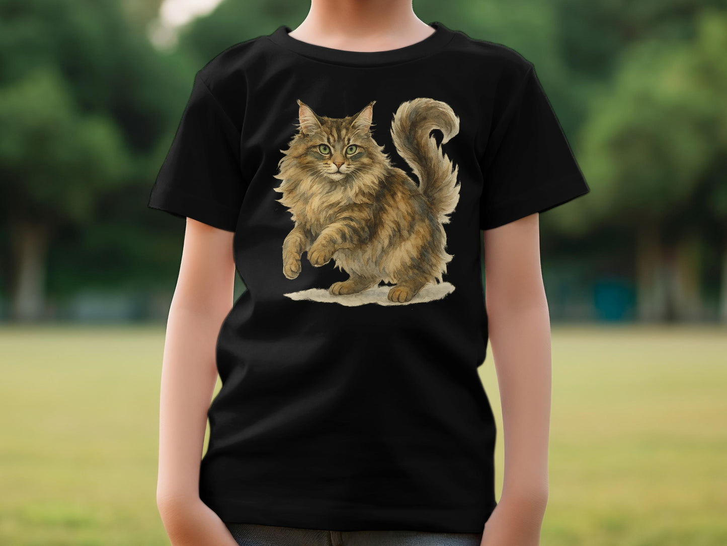 Fluffy Maine Coon Cat Graphic Design Tshirt product