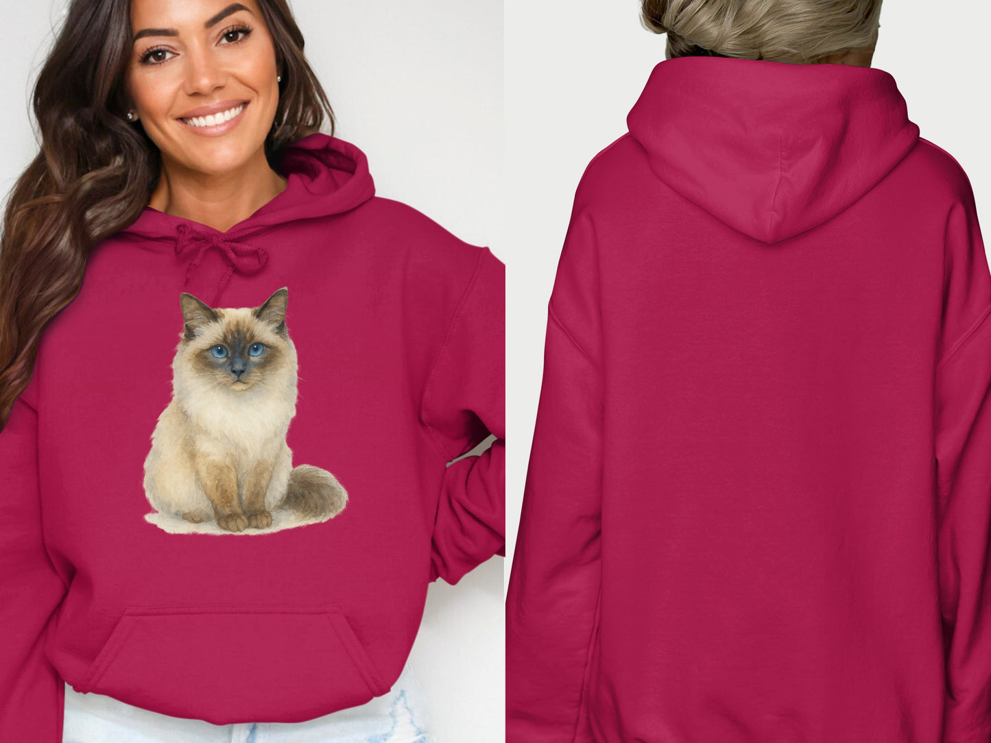 Cozy Pink Hoodie with Cute Cat Print Design product type