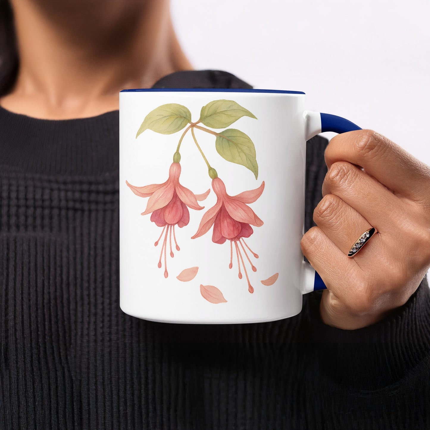 Beautiful Fuchsia Flower Design on White Mug product