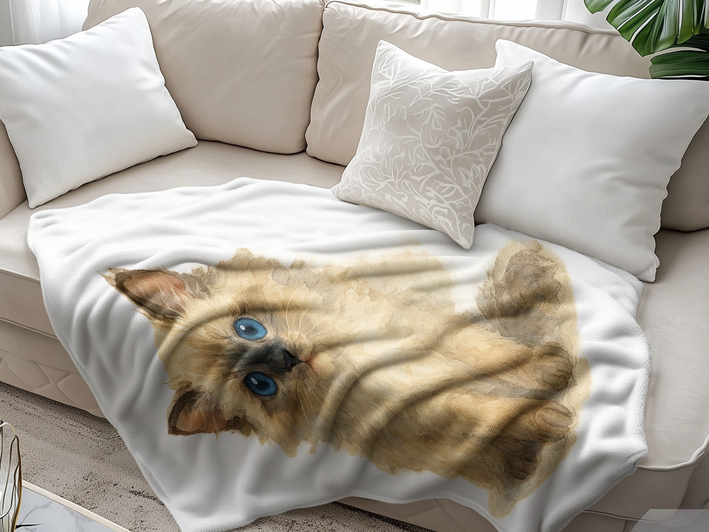 Cozy Blanket Featuring Adorable Fluffy Cat Print product type