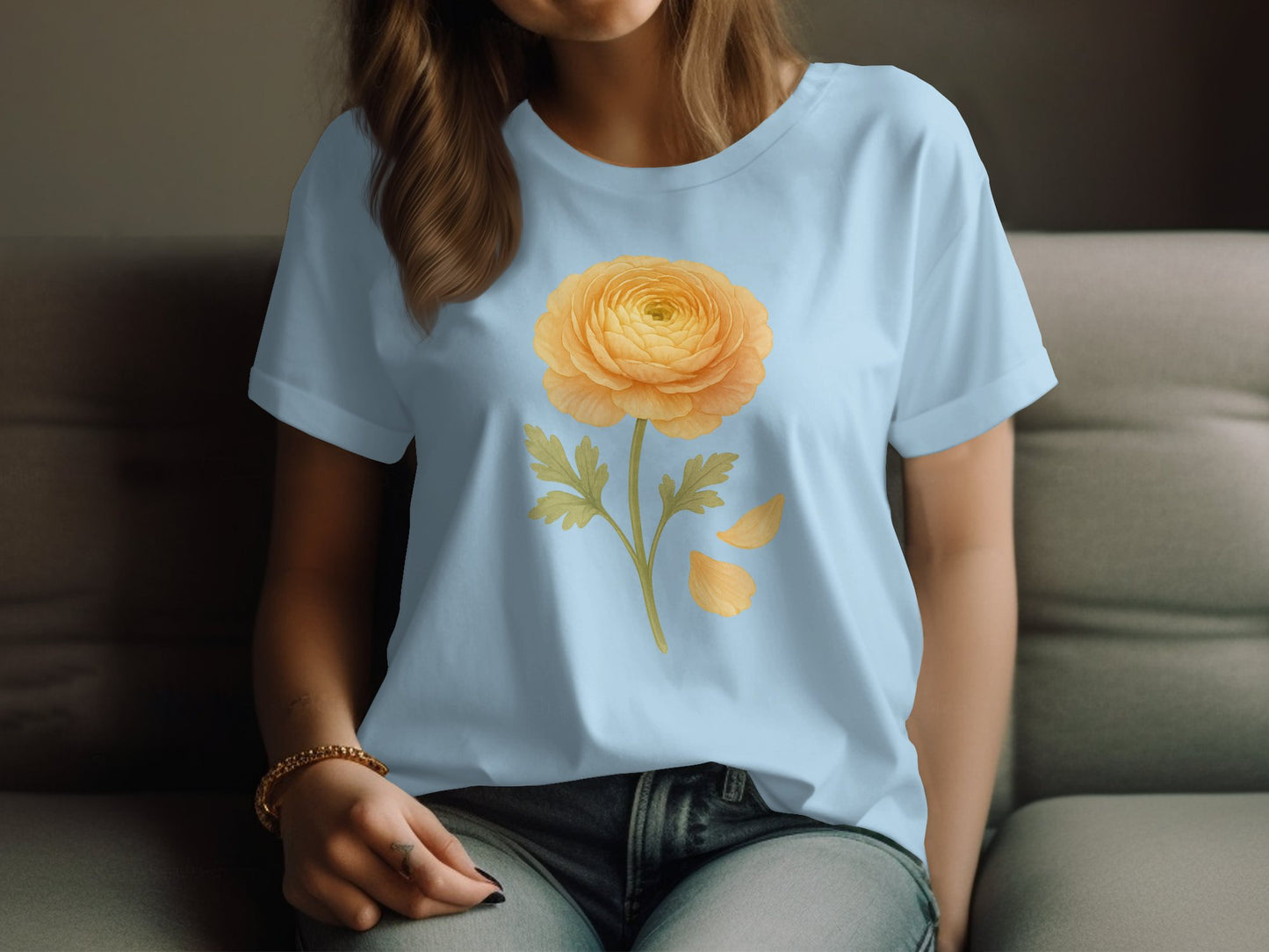 Floral Yellow Ranunculus Graphic Print T-Shirt product
