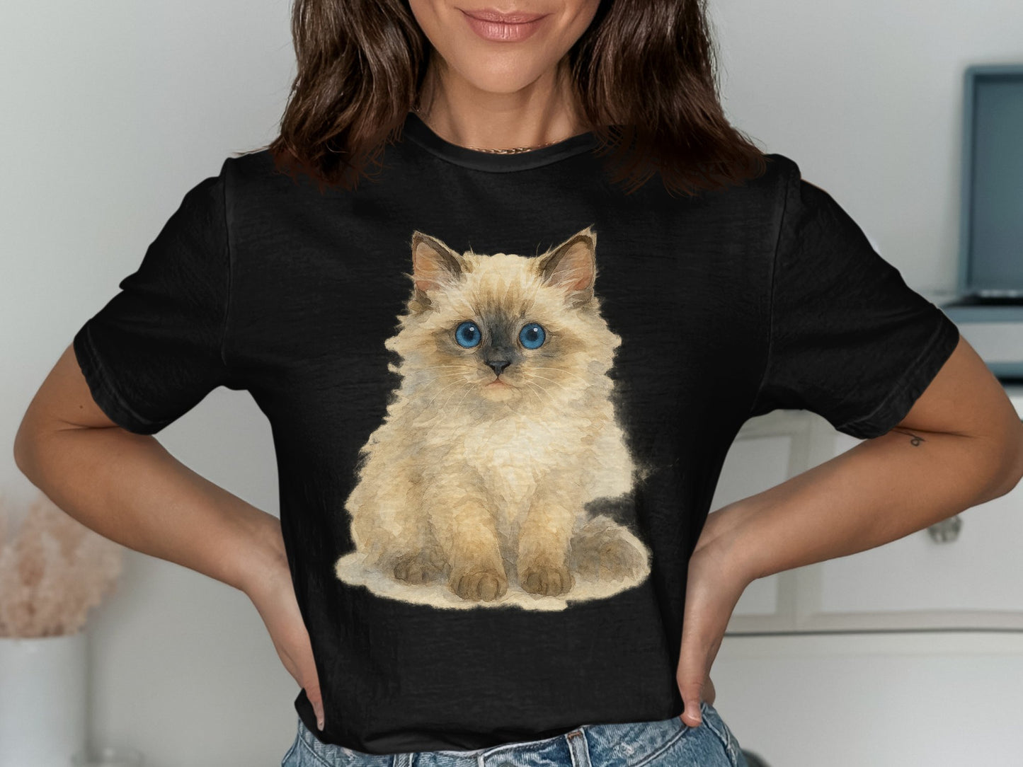 Adorable Blue-Eyed Fluffy Kitten Graphic T-Shirt product type