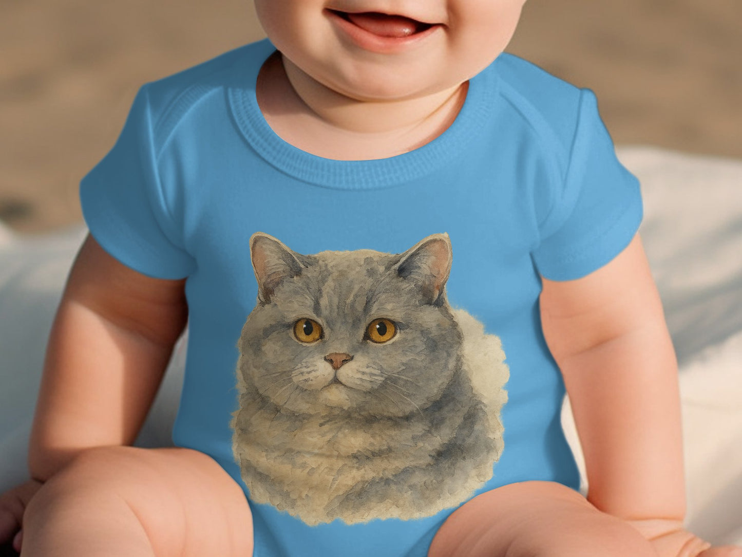Adorable Baby Onesie with Cute Cat Print product type