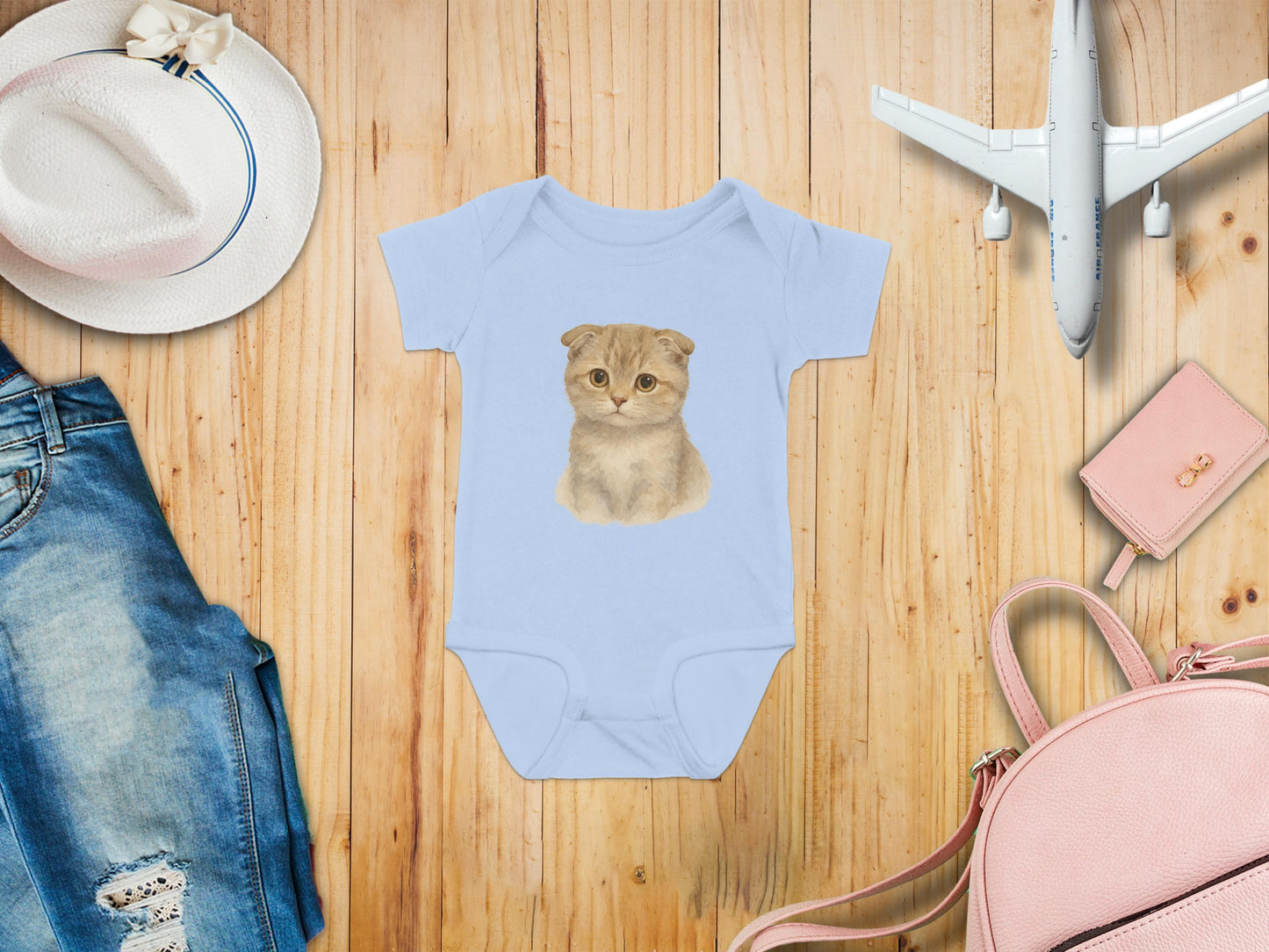 Cute Kitten Print Baby Onesie Adorable Infant product
