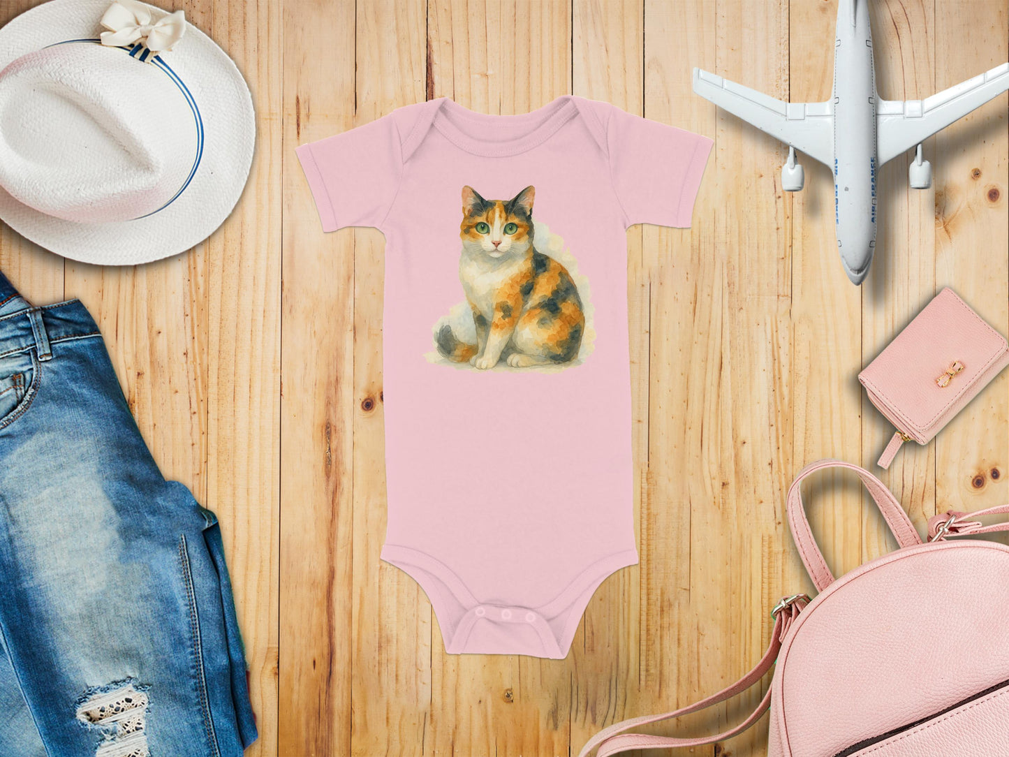 Cute Calico Cat Design Baby Onesie product type