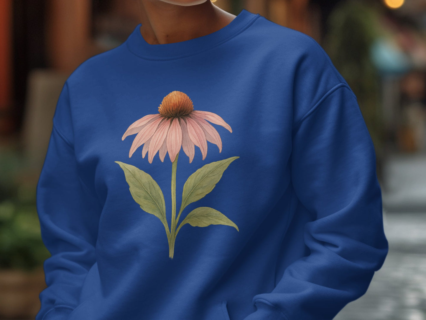Cozy Flower Design Unisex Blue Sweatshirt product type