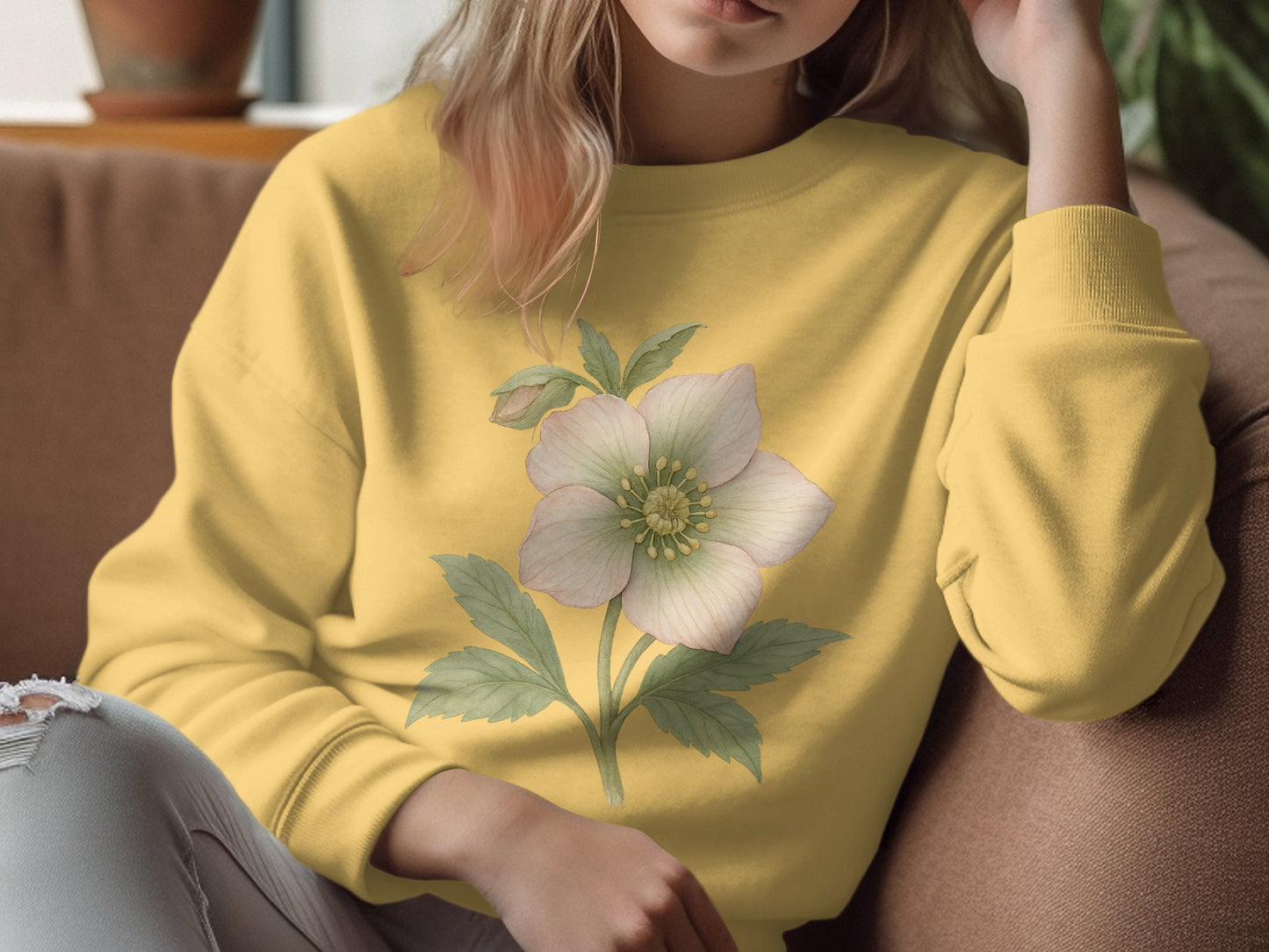 Yellow Sweatshirt with Beautiful Flower Design product