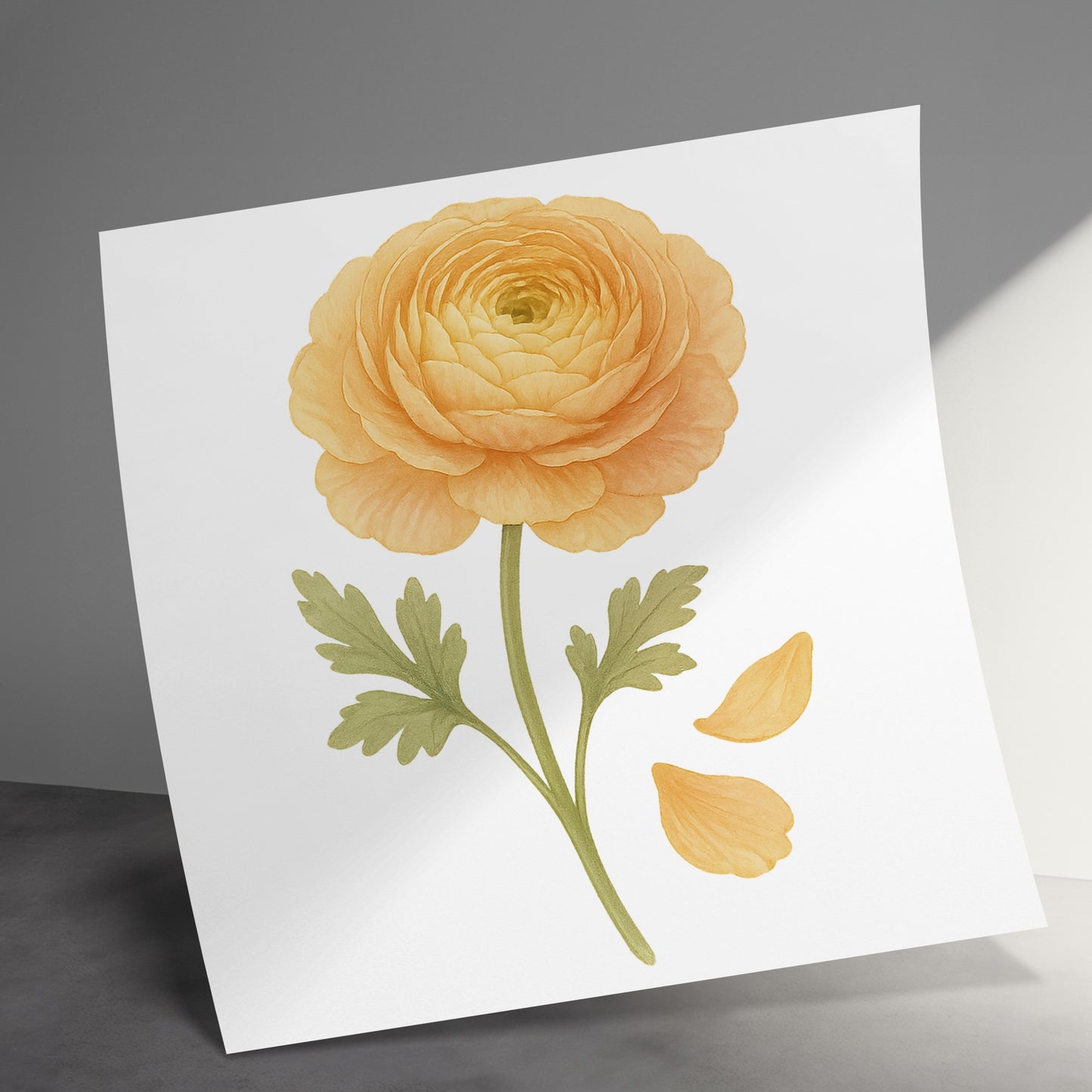 Beautiful Yellow Flower with Green Leaves Art product