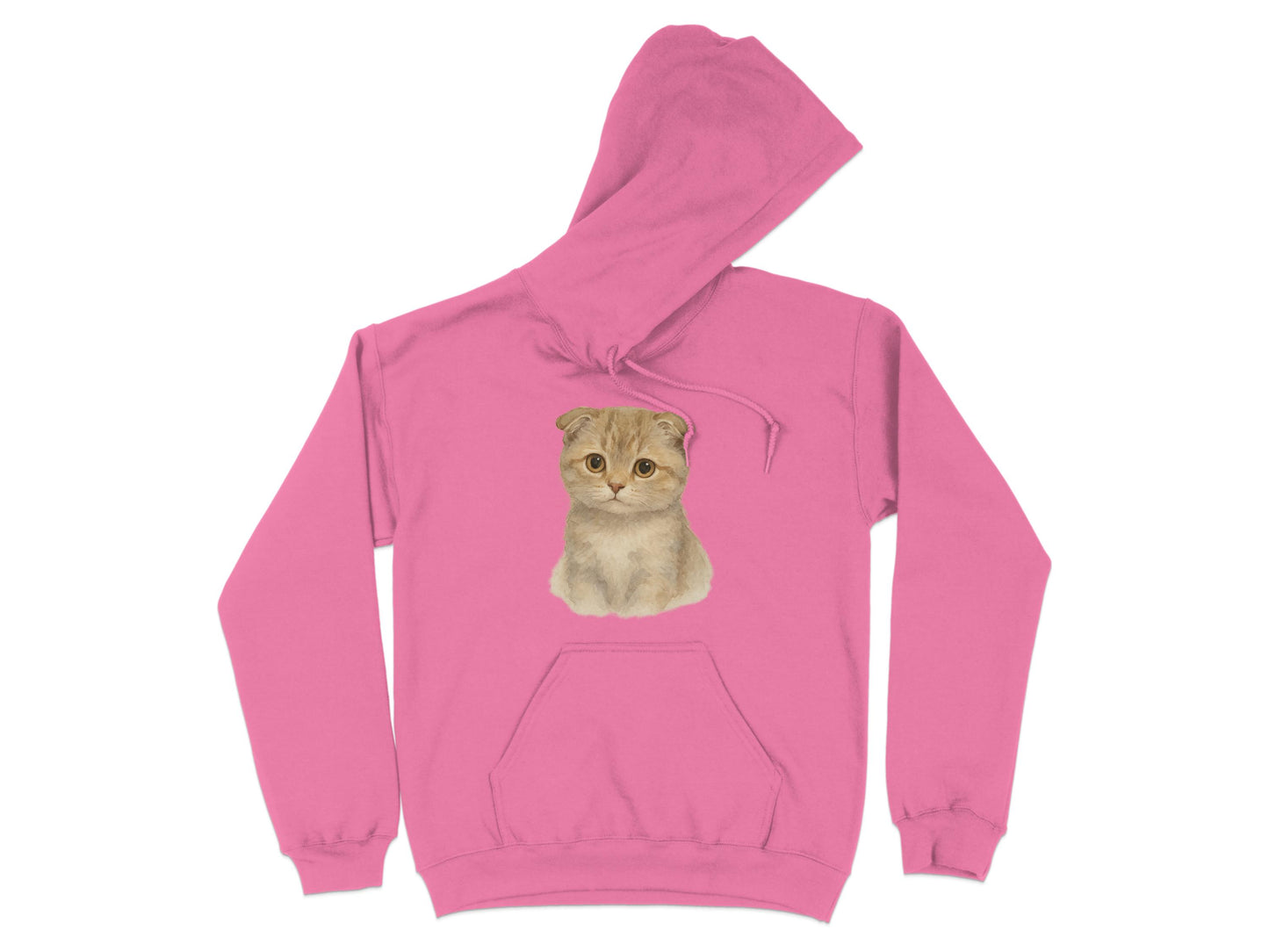 Cute Kitten Print on Pink Hoodie product type