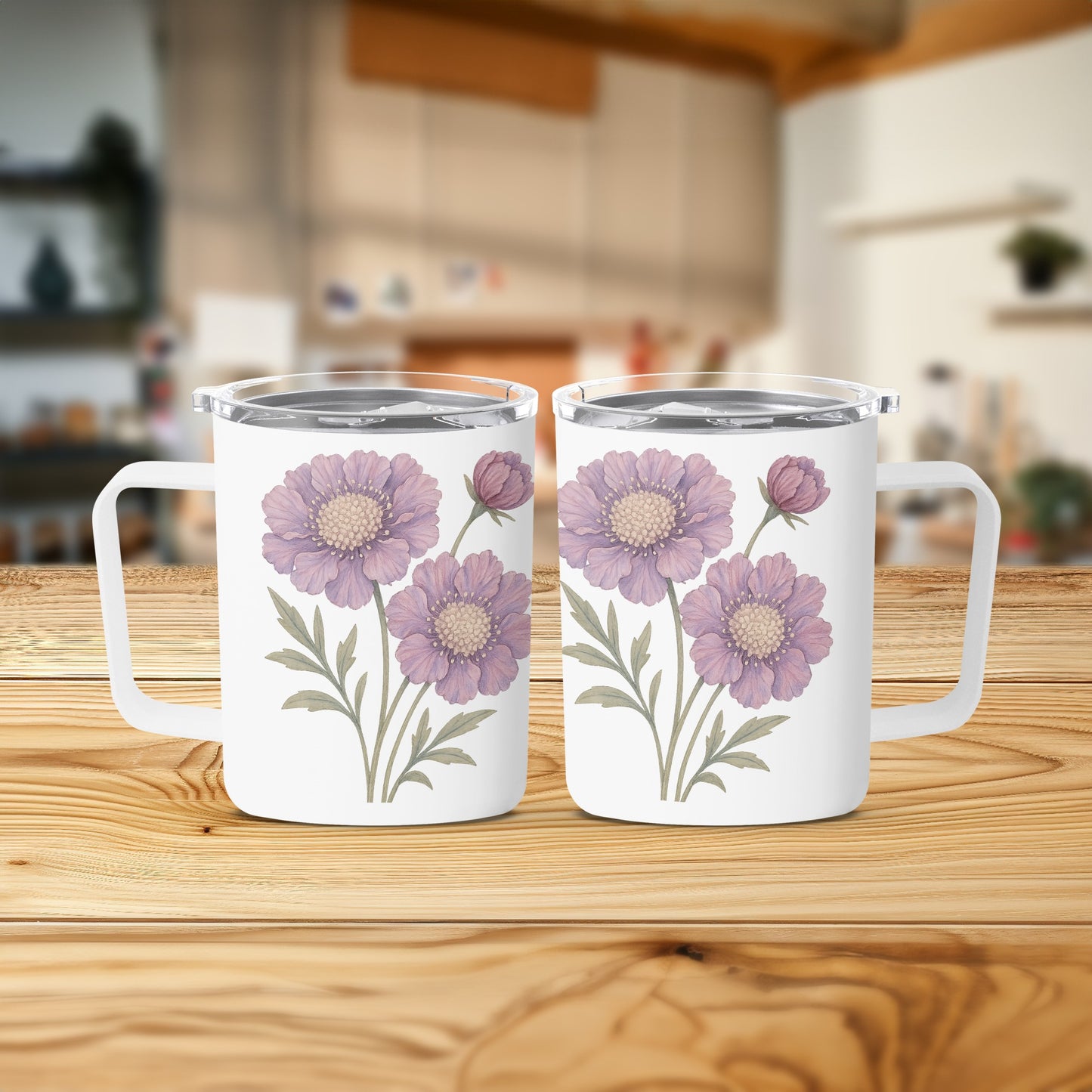 Purple Flower Print on White Mug product