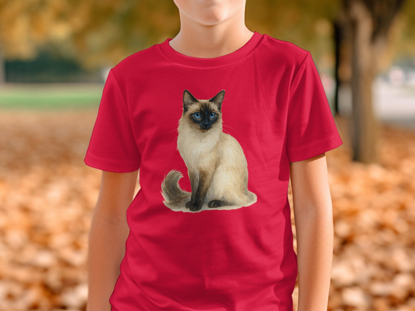 Elegant Siamese Cat Design Red Shirt product