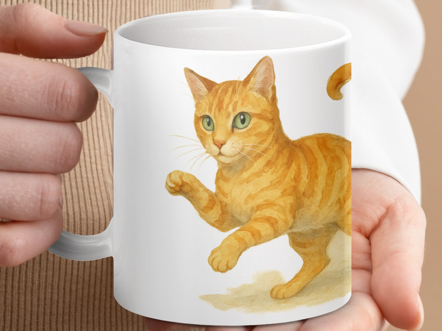 Adorable Orange Cat Themed Decorative Mug product