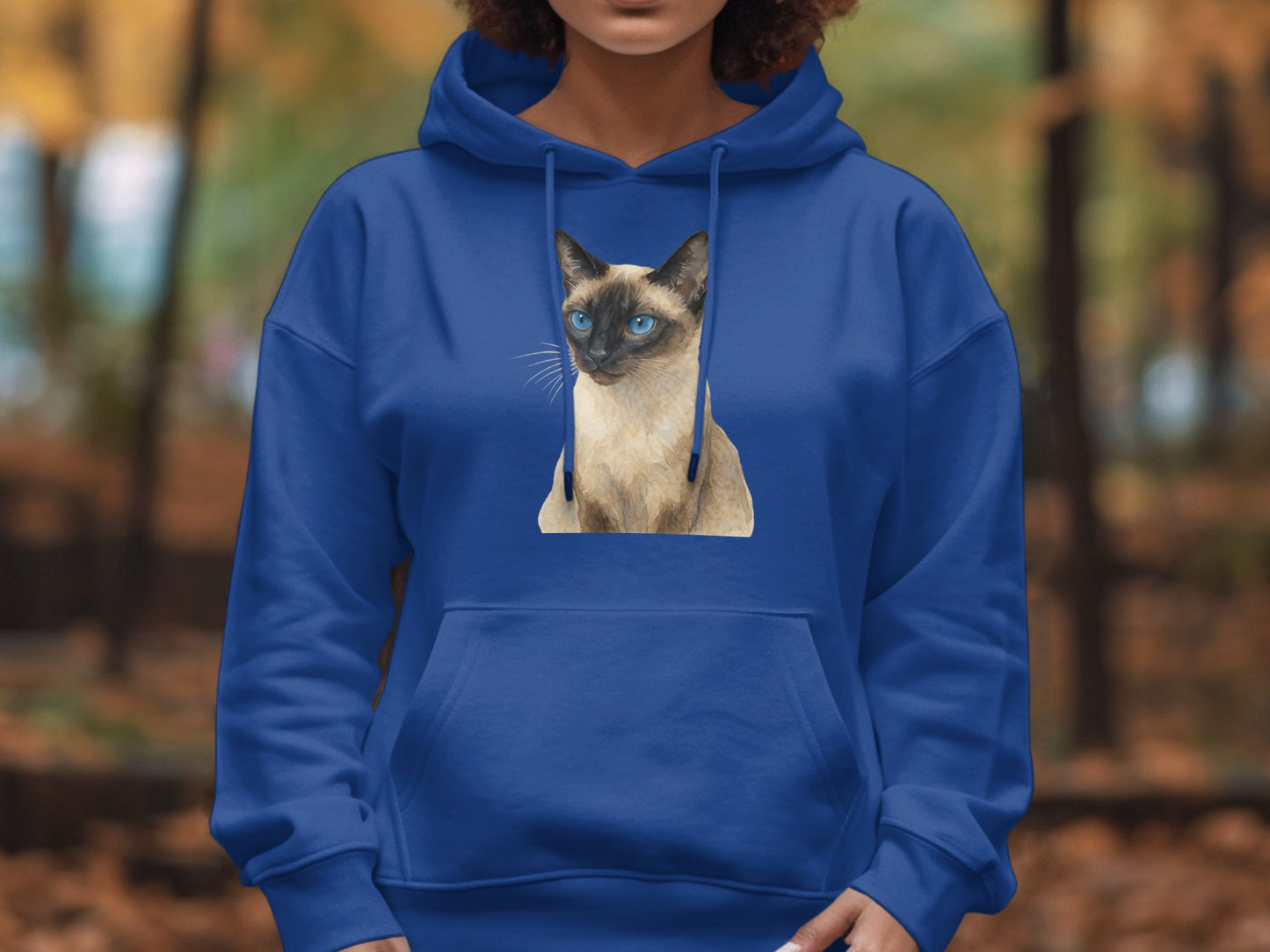 Vibrant Blue Hoodie Featuring Detailed Siamese Cat product