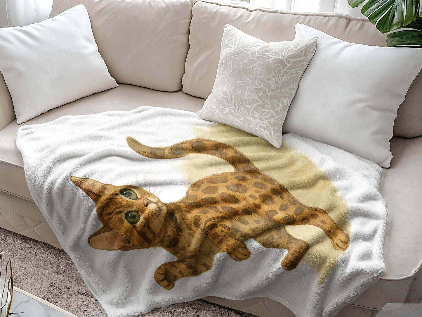 Adorable Cat Illustration Throw Blanket product
