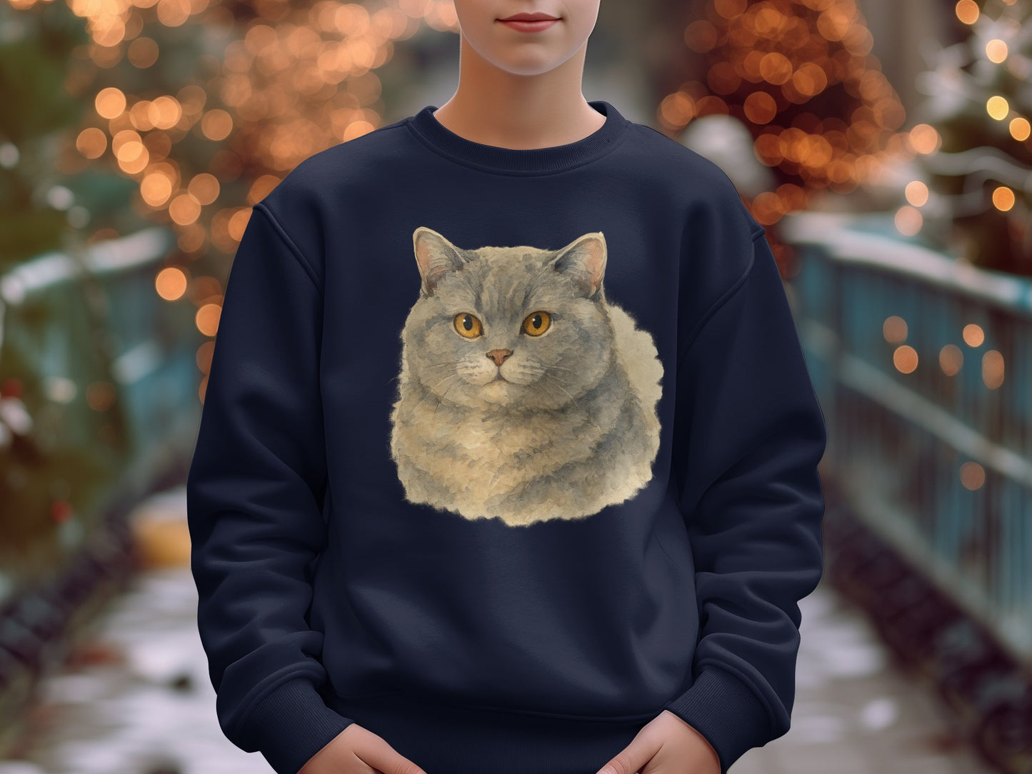 Realistic Cat Face Print Cozy Sweatshirt product