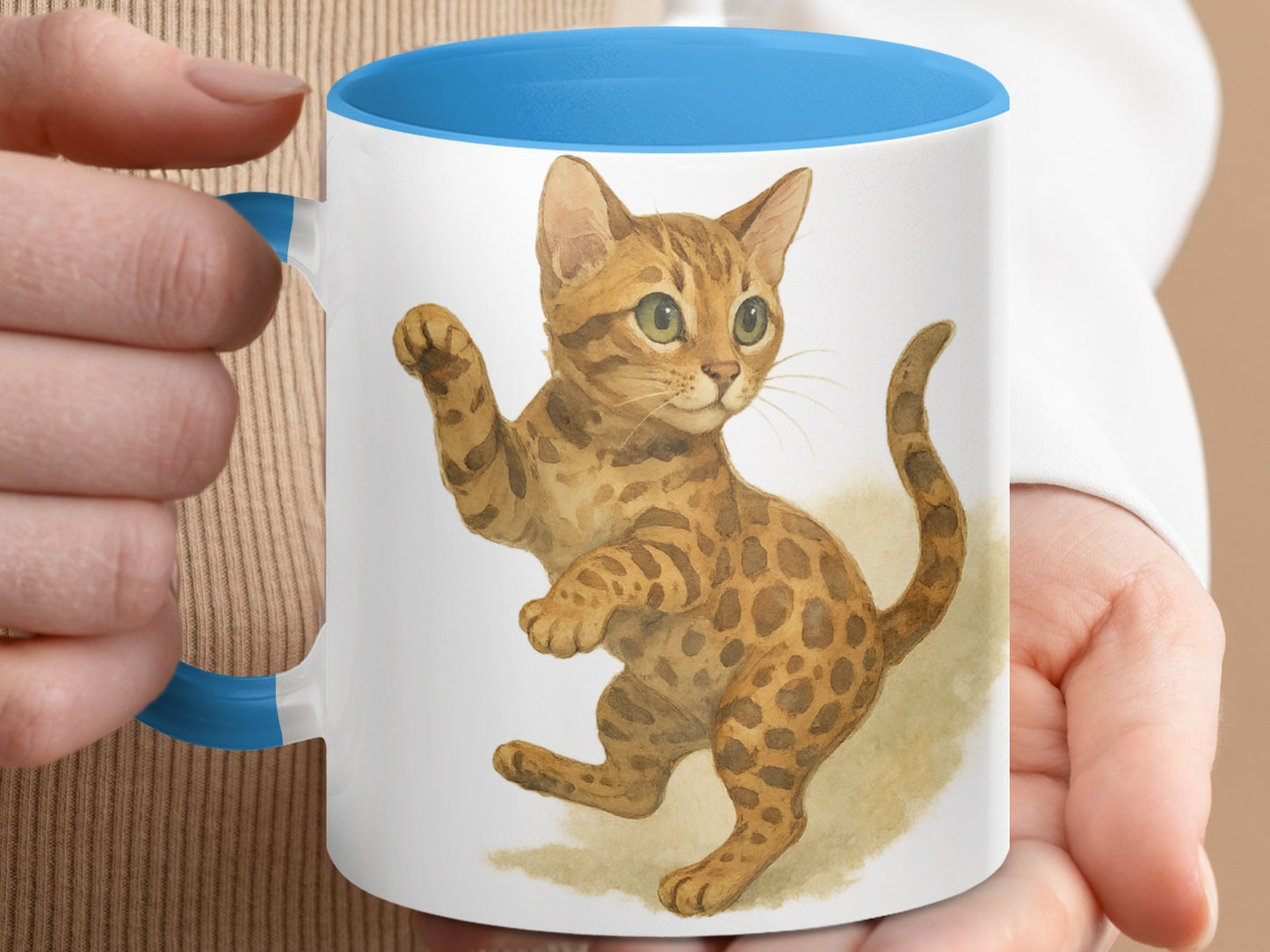 Cute Playful Kitten Illustration on Coffee Mug product
