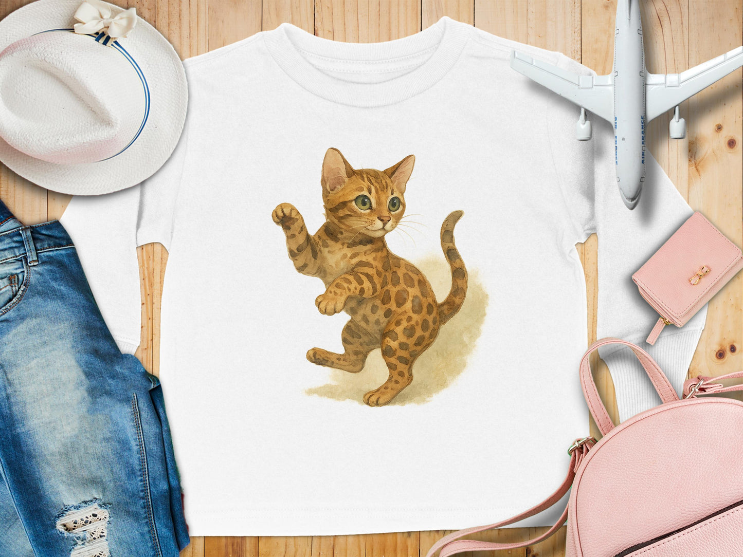 Adorable Cat Illustration on Chic Casual Shirt product type