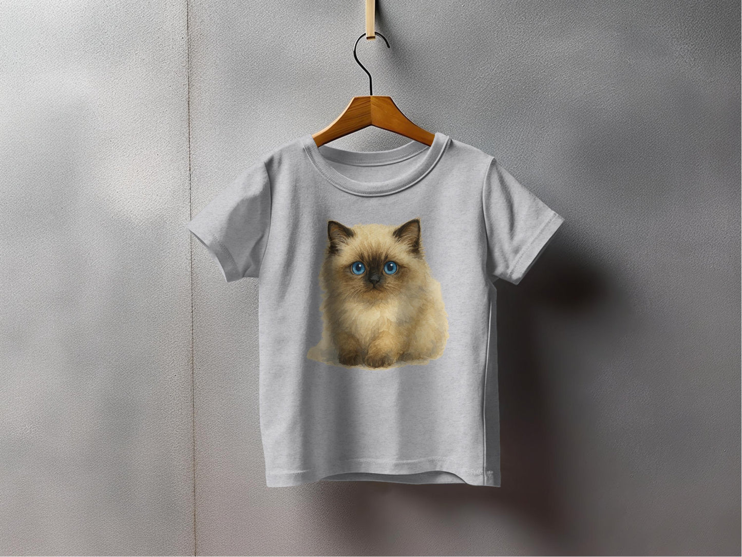 Adorable Blue-Eyed Kitty Printed Grey Tee product