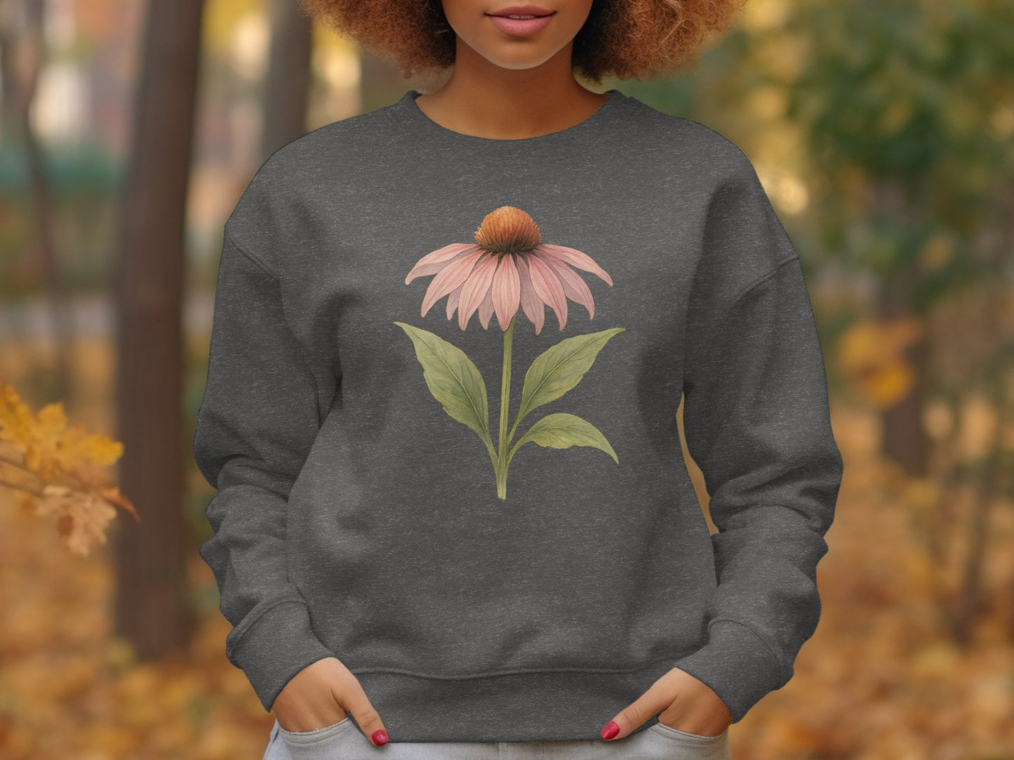 Echinacea Flower Design Charcoal Grey Sweatshirt product