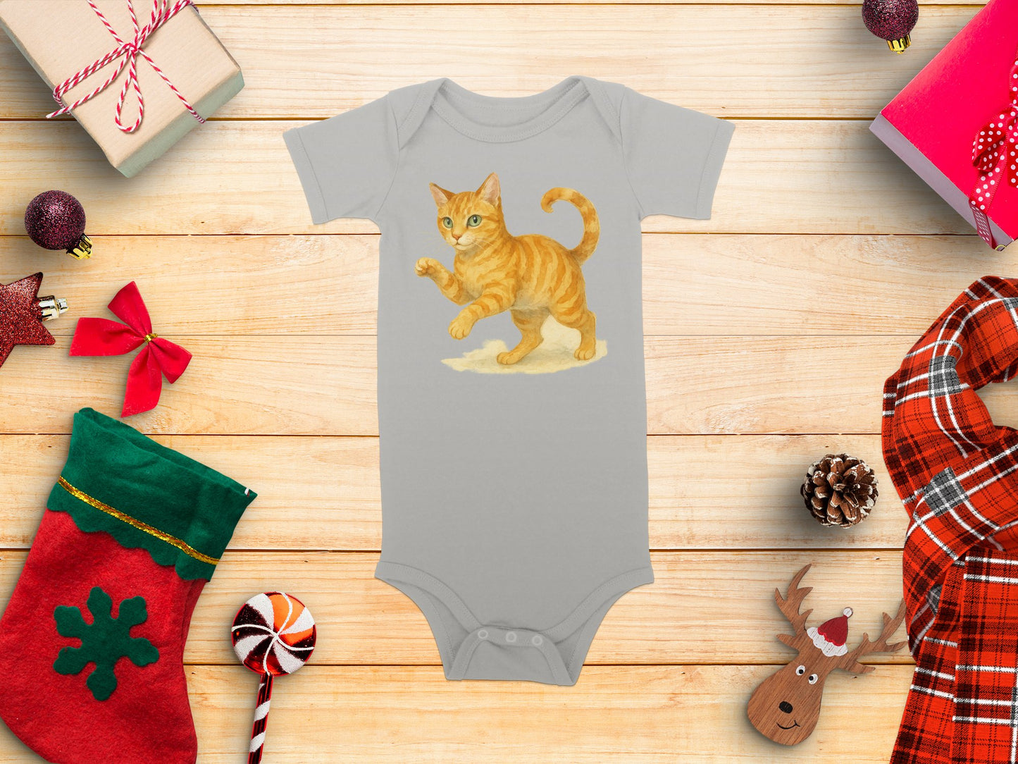 Cute Holiday Baby Onesie with Adorable Kitten product