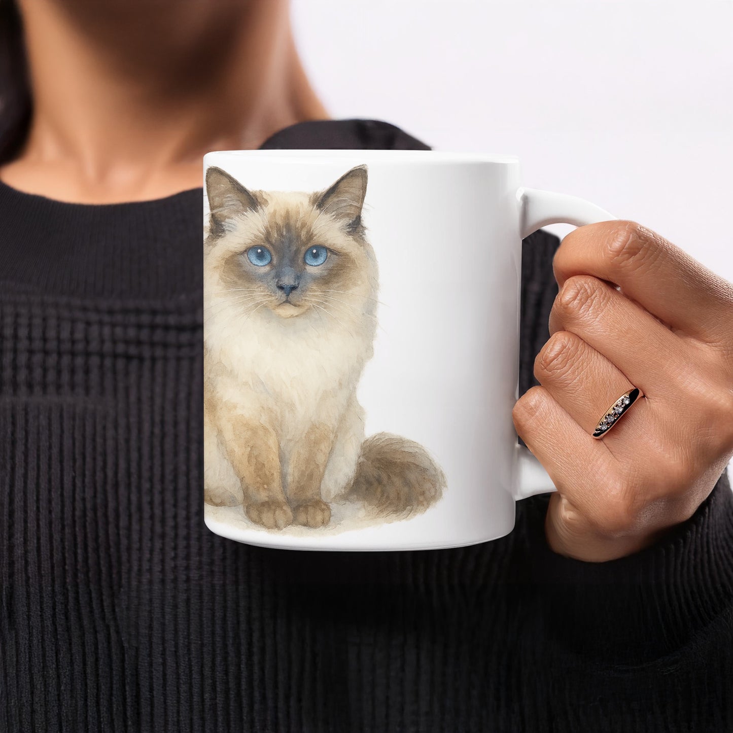 Realistic Ragdoll Cat Print White Ceramic Mug product