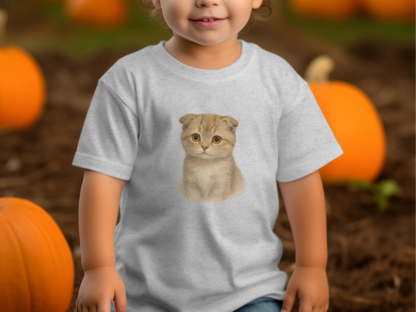 Adorable Kitten Print on Kids White T-shirt product