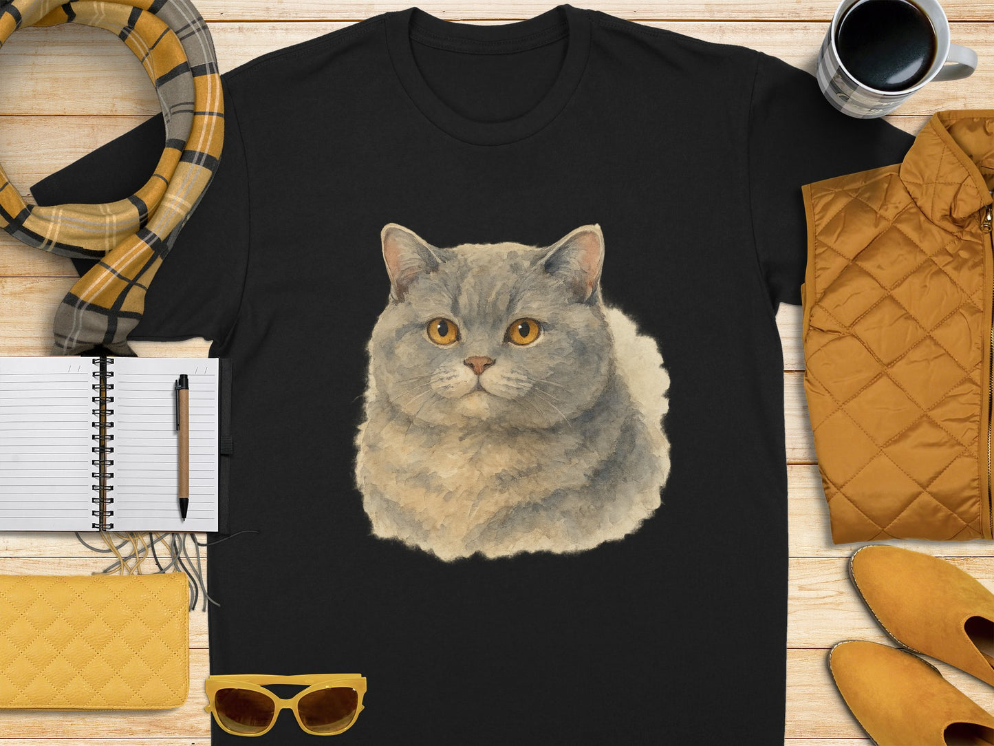 Realistic Cat Portrait Black Cozy Shirt product