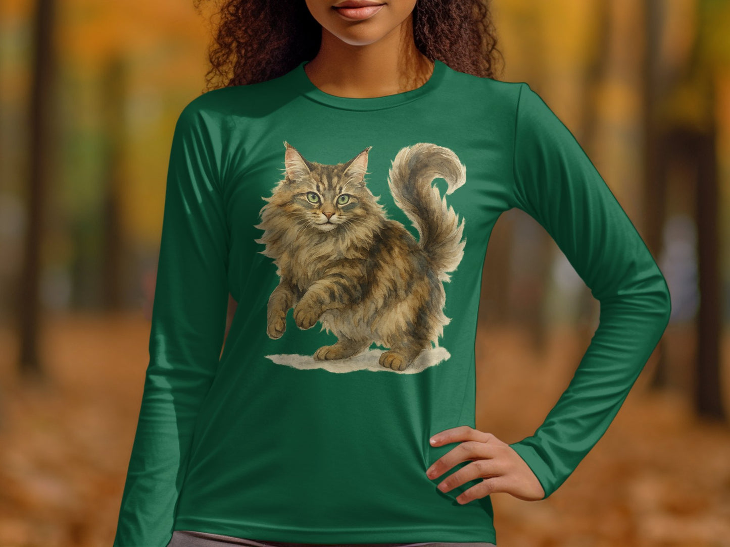 Long Sleeve Shirt with Playful Cat Design product