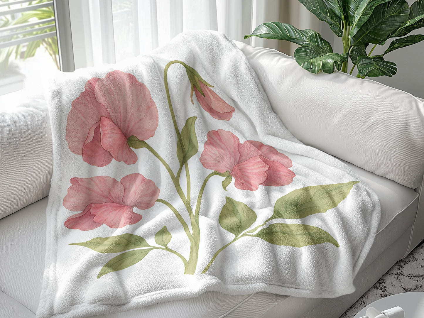 Floral Pink Peony Design Soft Cozy Blanket product