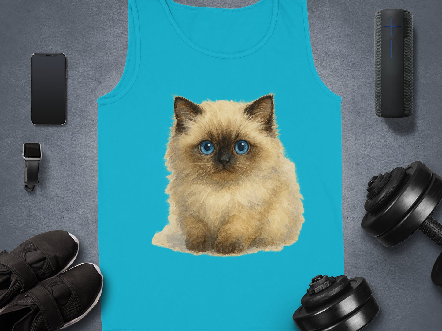 Blue Tank Top with Cute Kitten Design tank top