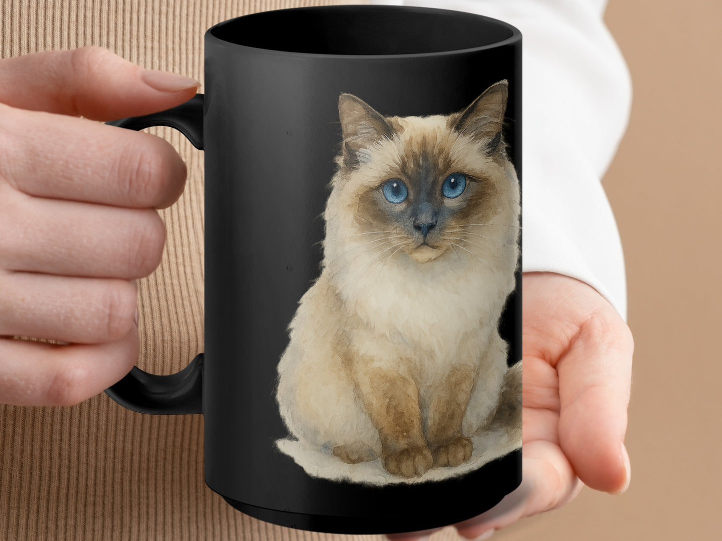 Cat Lover Gift Cute Blue Eyed Cat Art Mug product