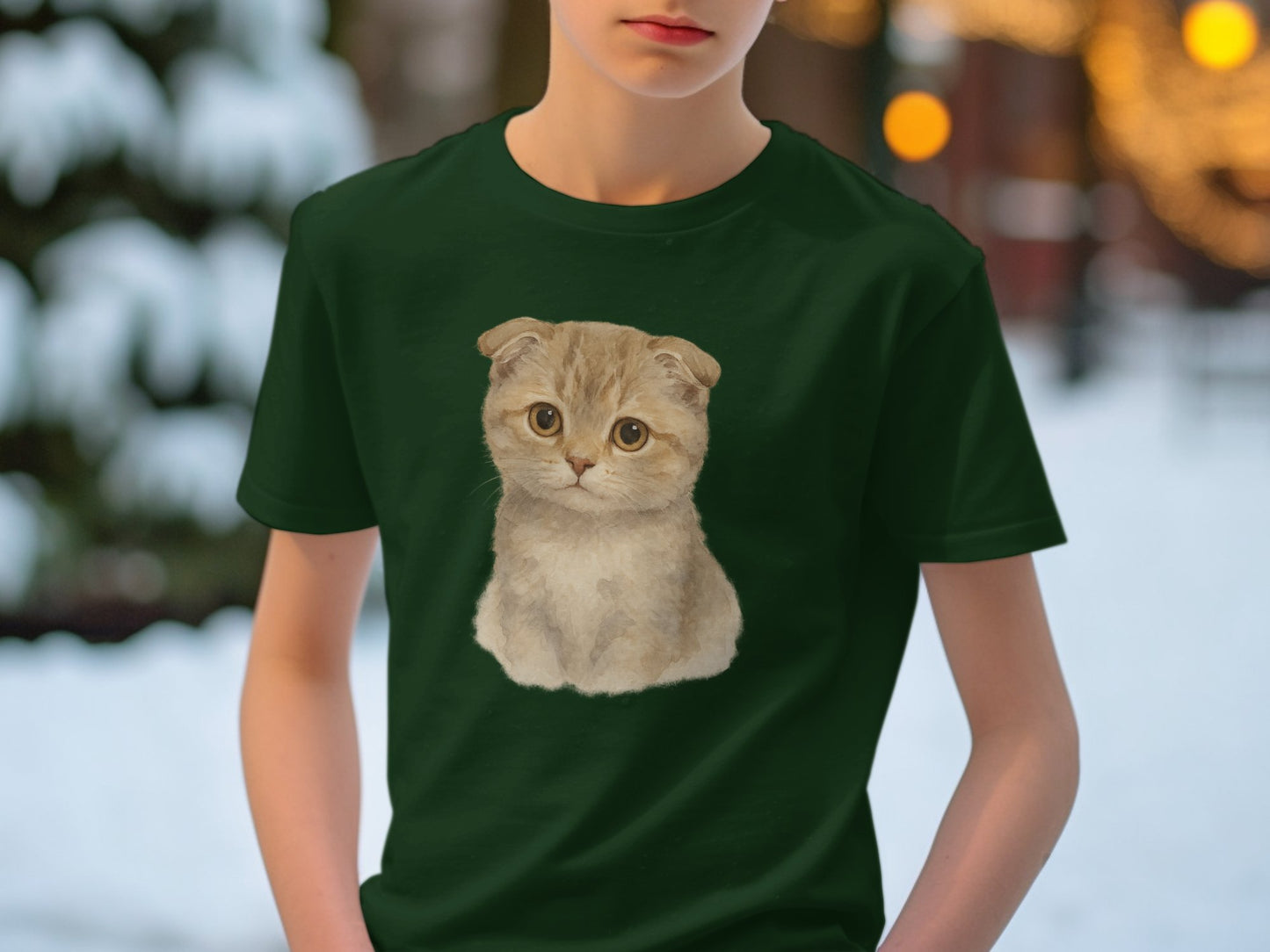 Cute Kitten Illustration on Black T-Shirt product