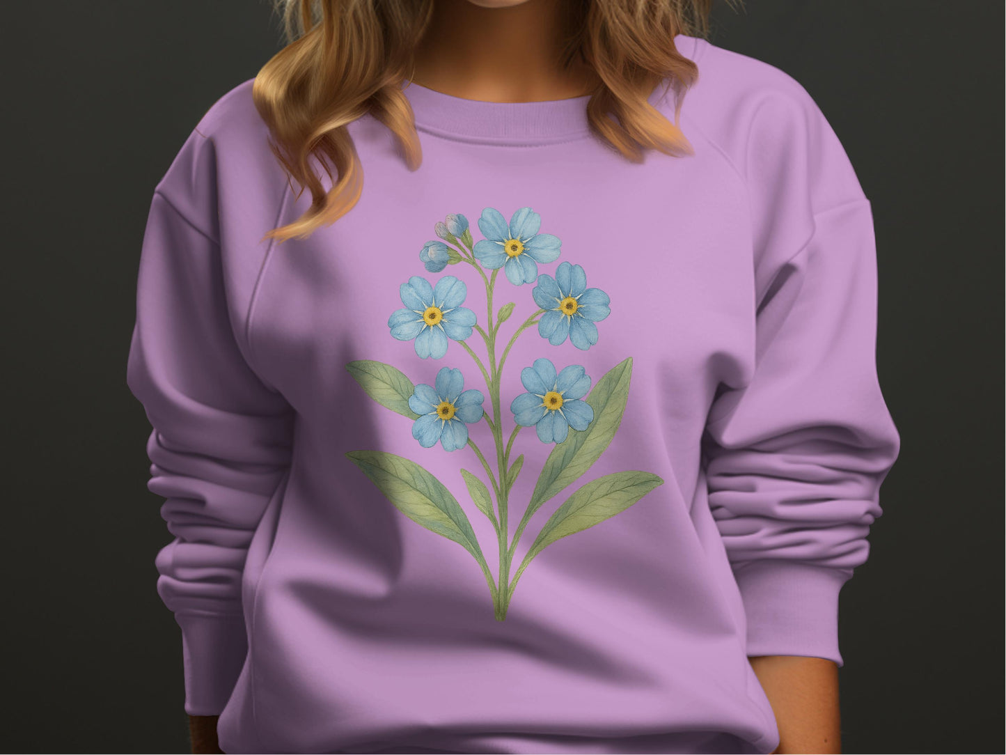 Stylish Lavender Sweatshirt with Blue Flower Design product