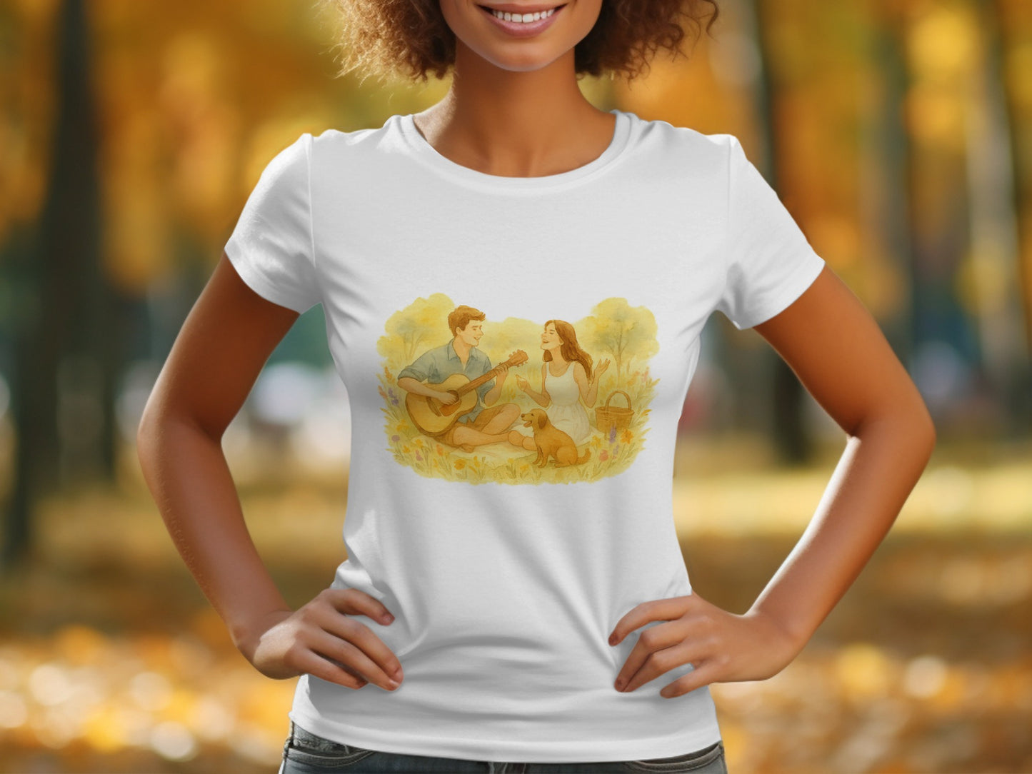 Autumn Park Guitar Picnic Scene T-shirt product type