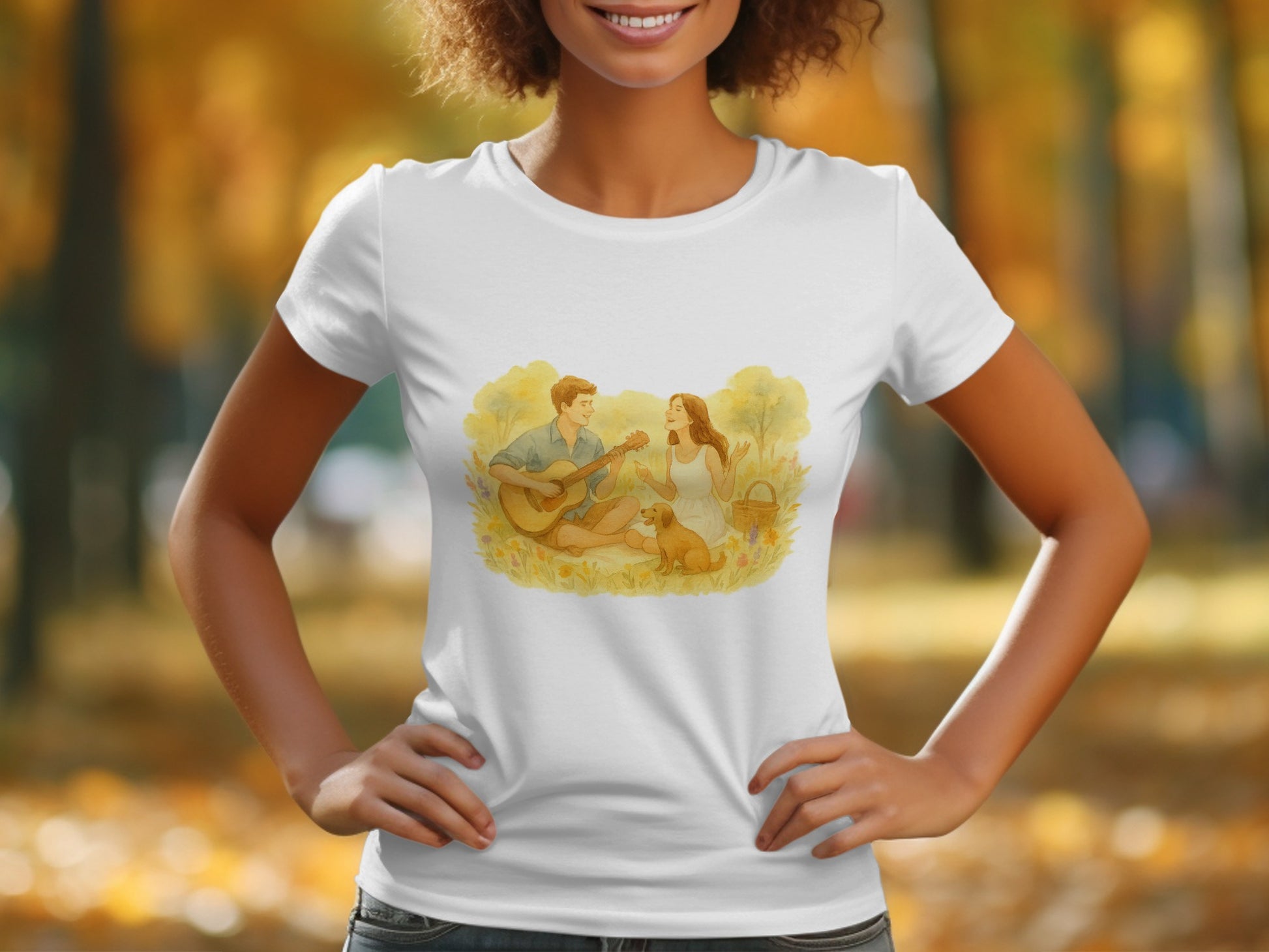Autumn Park Guitar Picnic Scene T-shirt product type