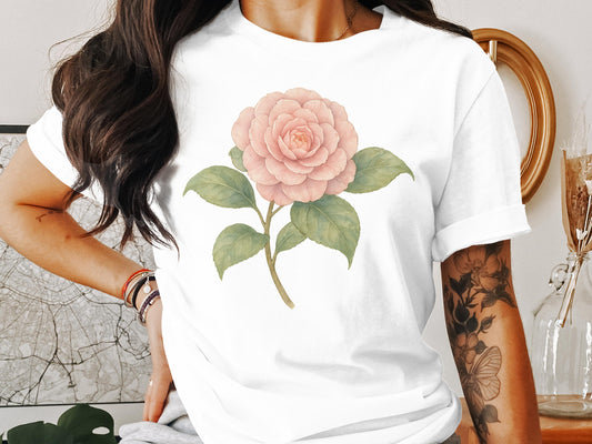 Elegant White T-Shirt Featuring Beautiful Floral Design product type
