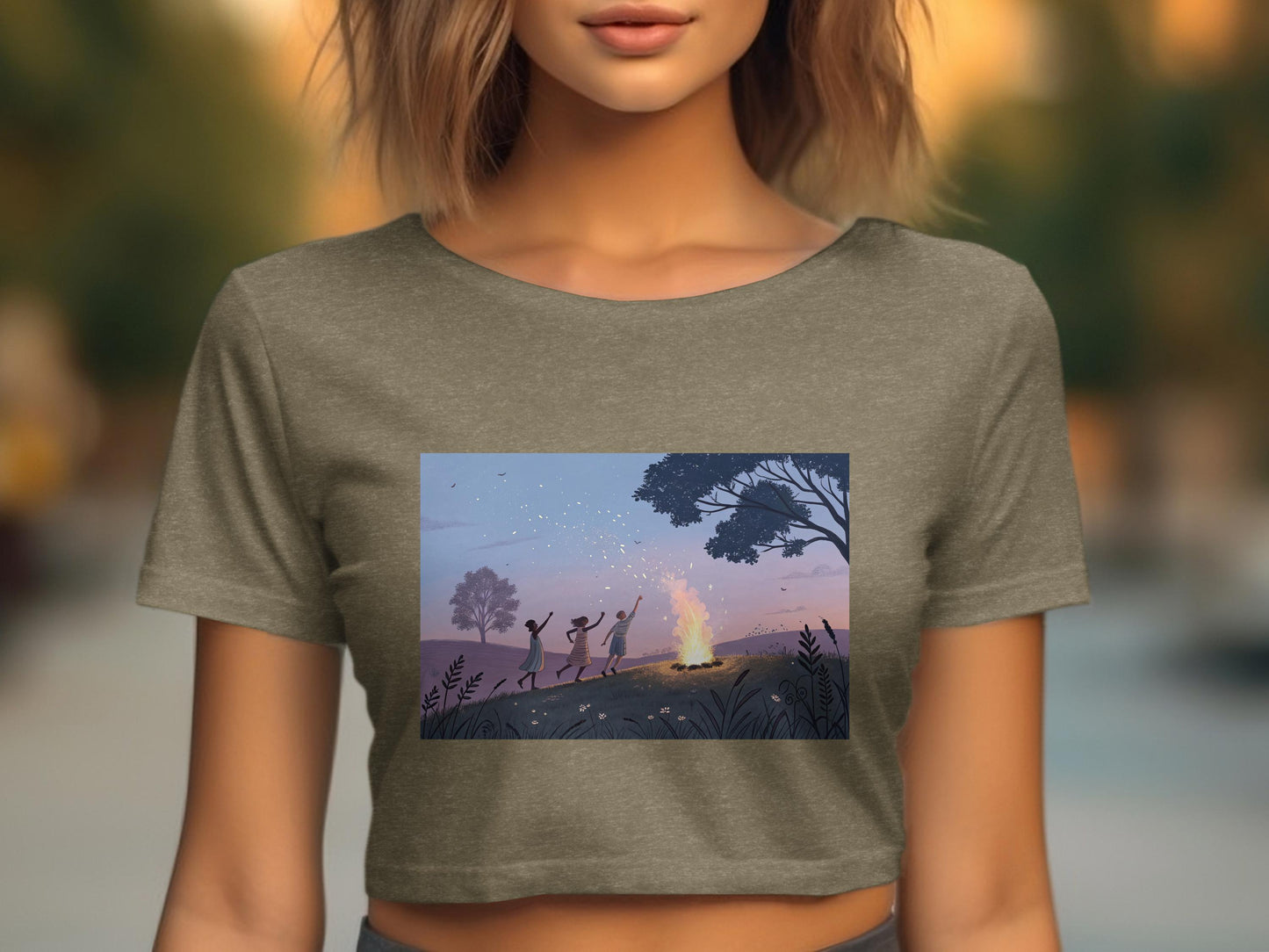 Starry Night Celebration Scenic Artwork Crop Top product