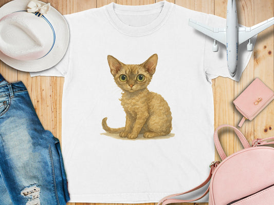 Cute Kitten Graphic Print on White T-Shirt product type