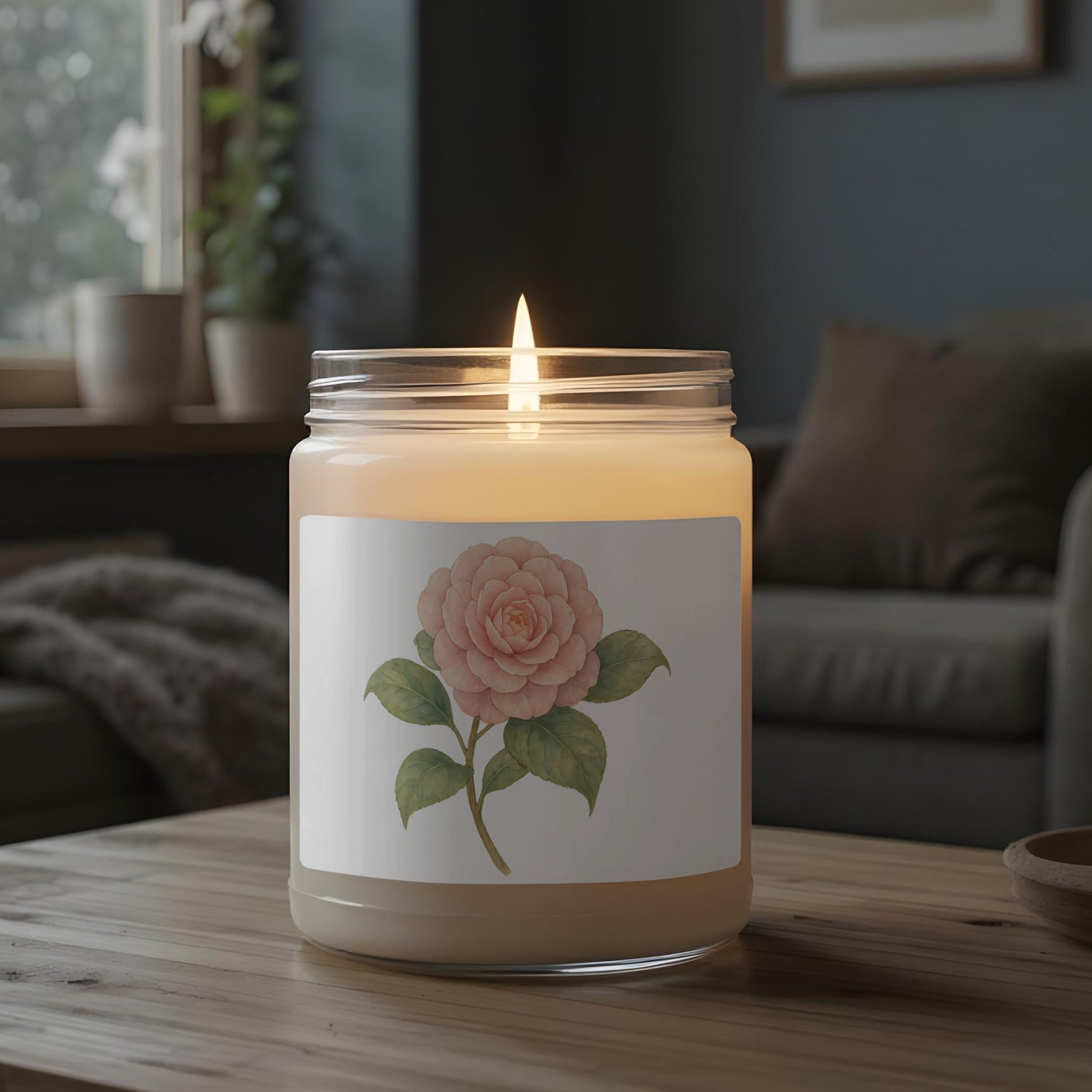 Scented candle with floral decoration candle product